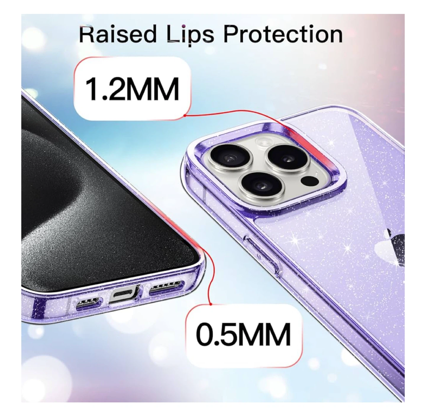 Glitter iPhone 15 Pro Max Case - Purple Glitter - photo 3