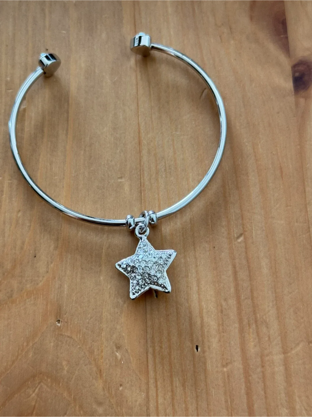 Silver Tone Bangle Bracelet with Star Charm image indicator(2)