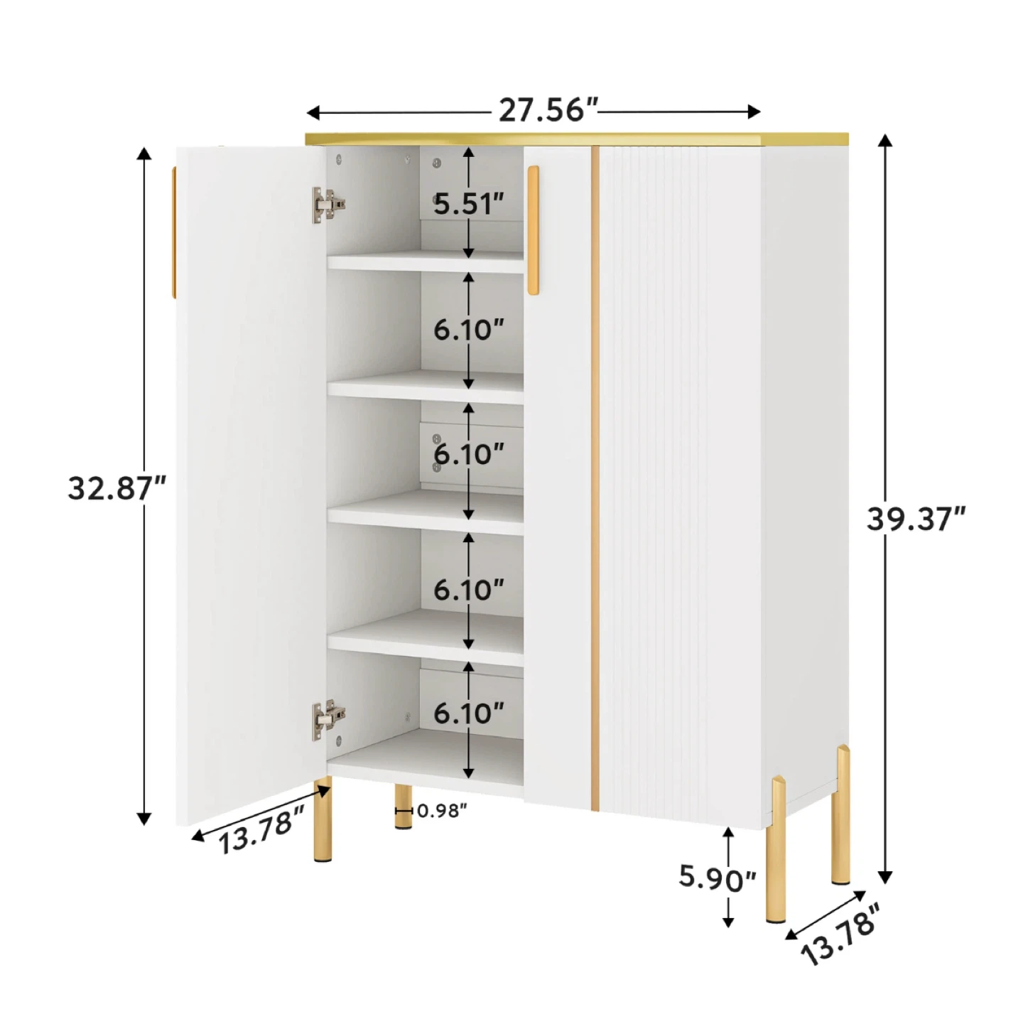 5-Tier Entryway Shoe Organizer Storage Cabinet w/ Doors - photo 2