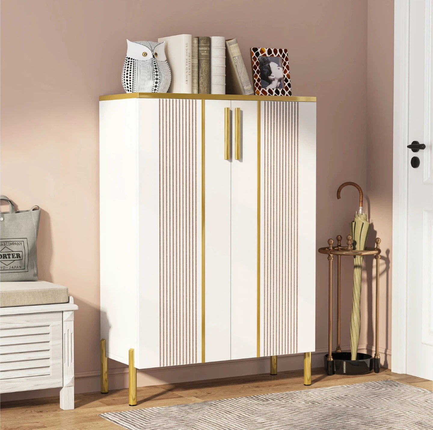 5-Tier Entryway Shoe Organizer Storage Cabinet w/ Doors - photo 5