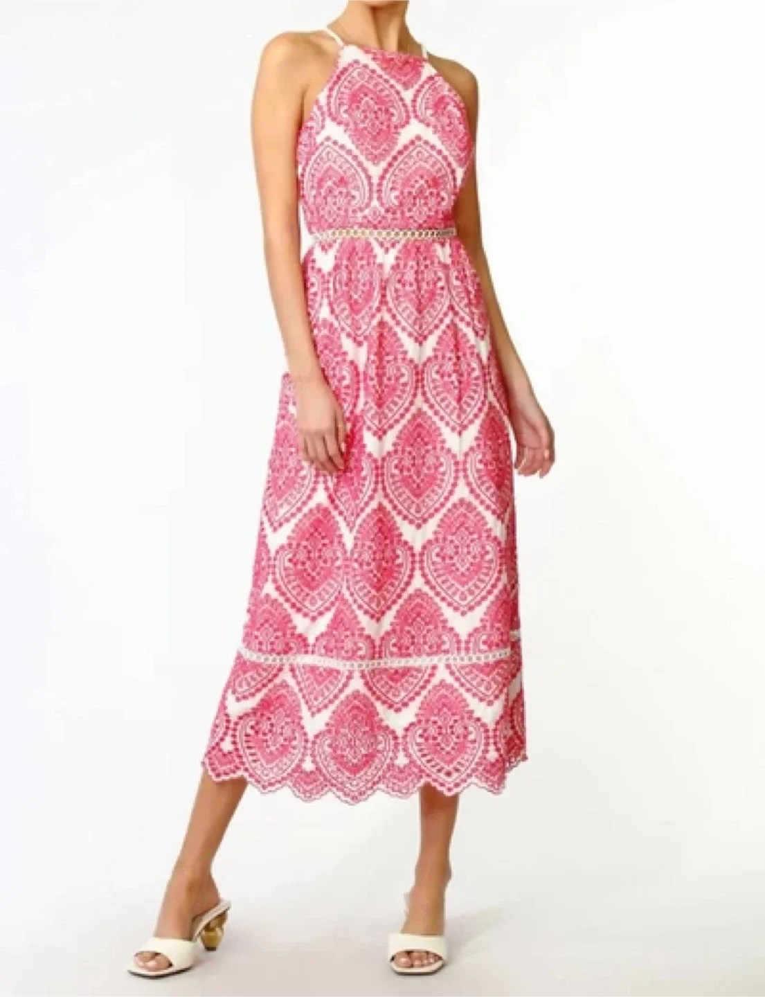 Adelyn Rae halter embroidered midi dress thumbnail