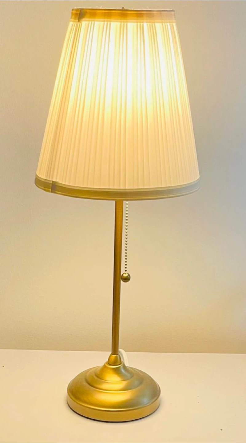 Gold Table 2 Lamp with Pleated Shade