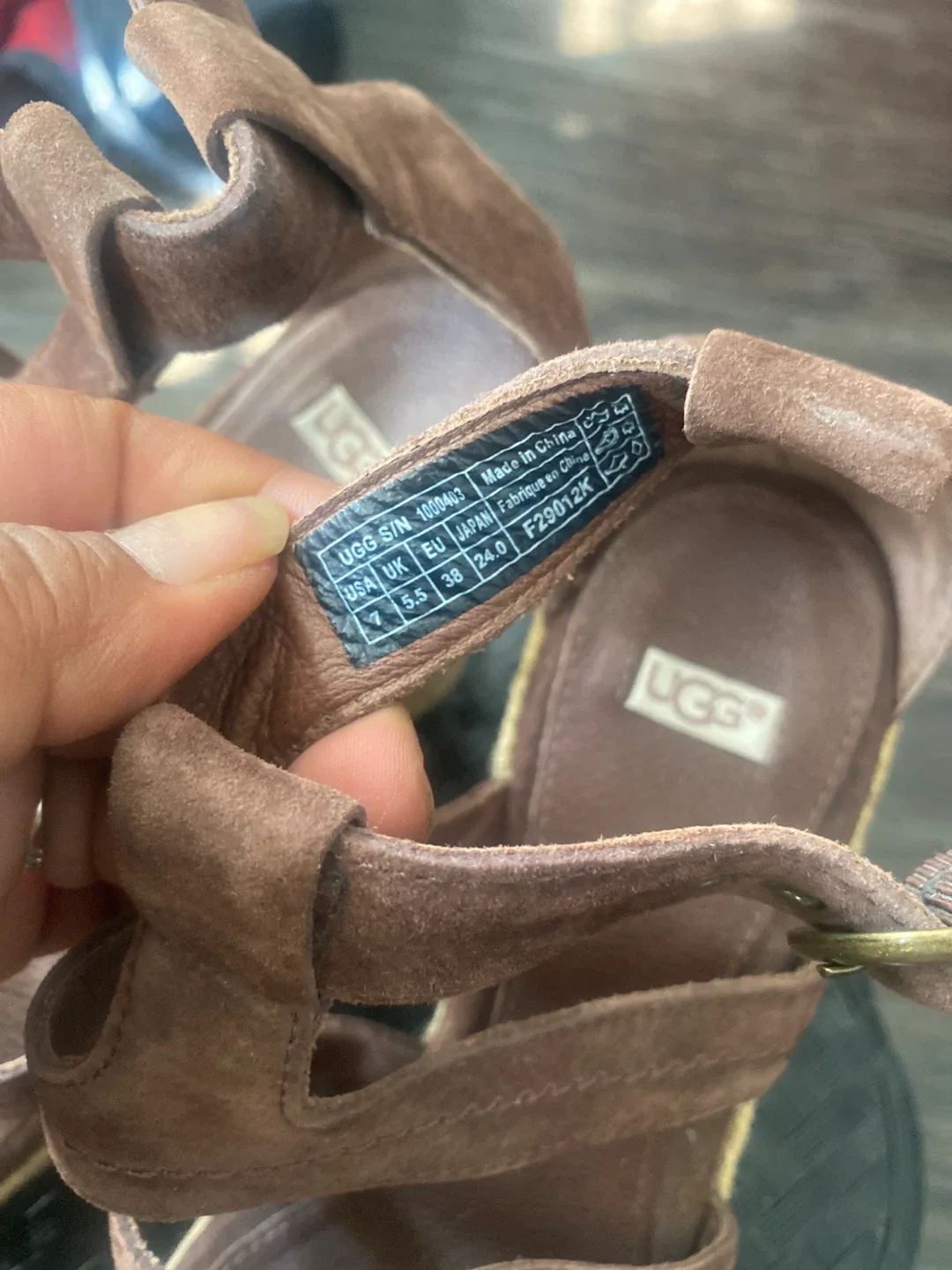 UGG Brown Suede Wedge Sandals - Size 7 image indicator(3)