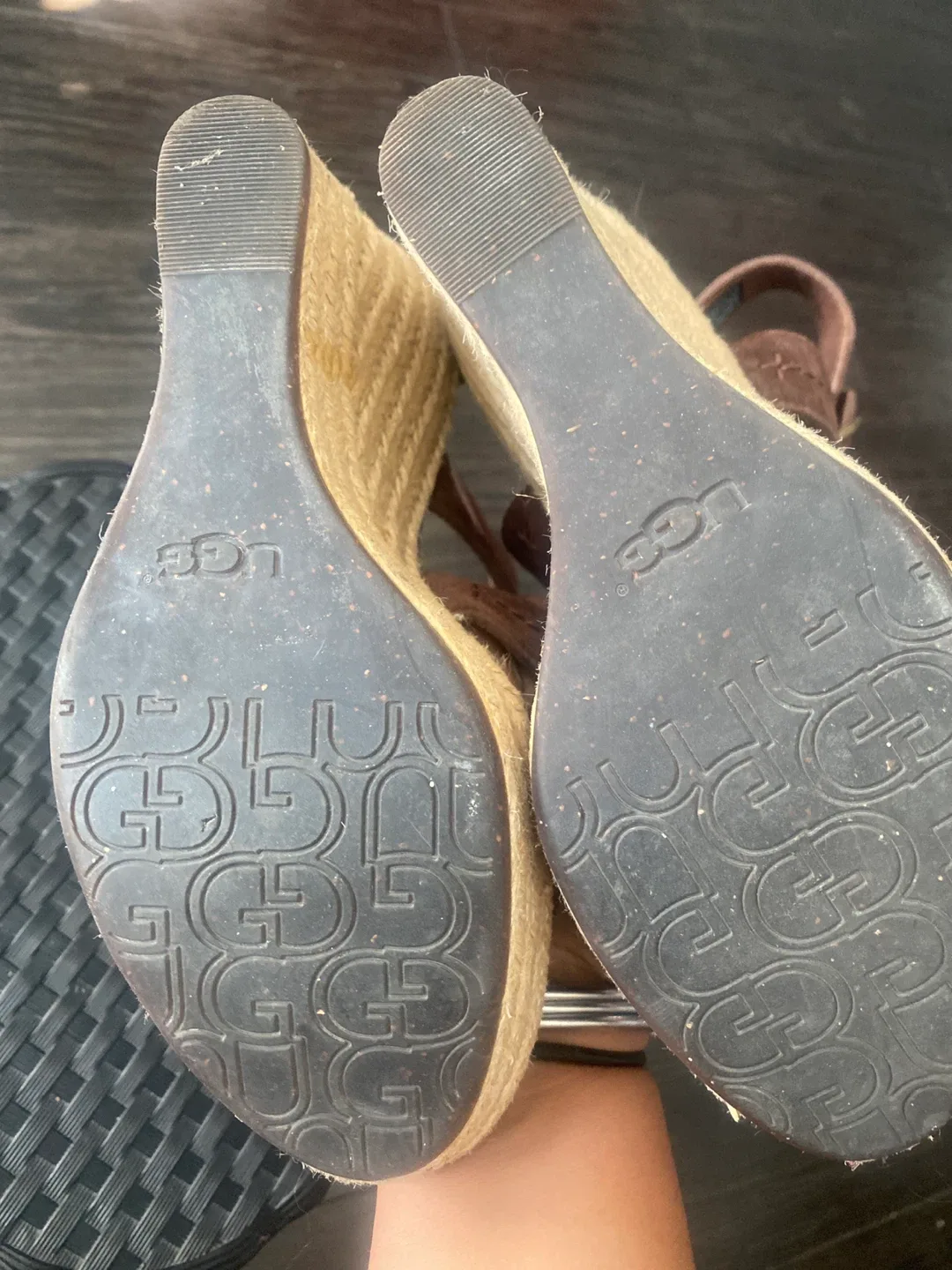 UGG Brown Suede Wedge Sandals - Size 7 image indicator(4)