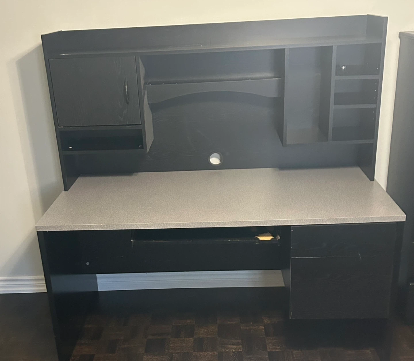 Black Desk with Hutch and Cabinet