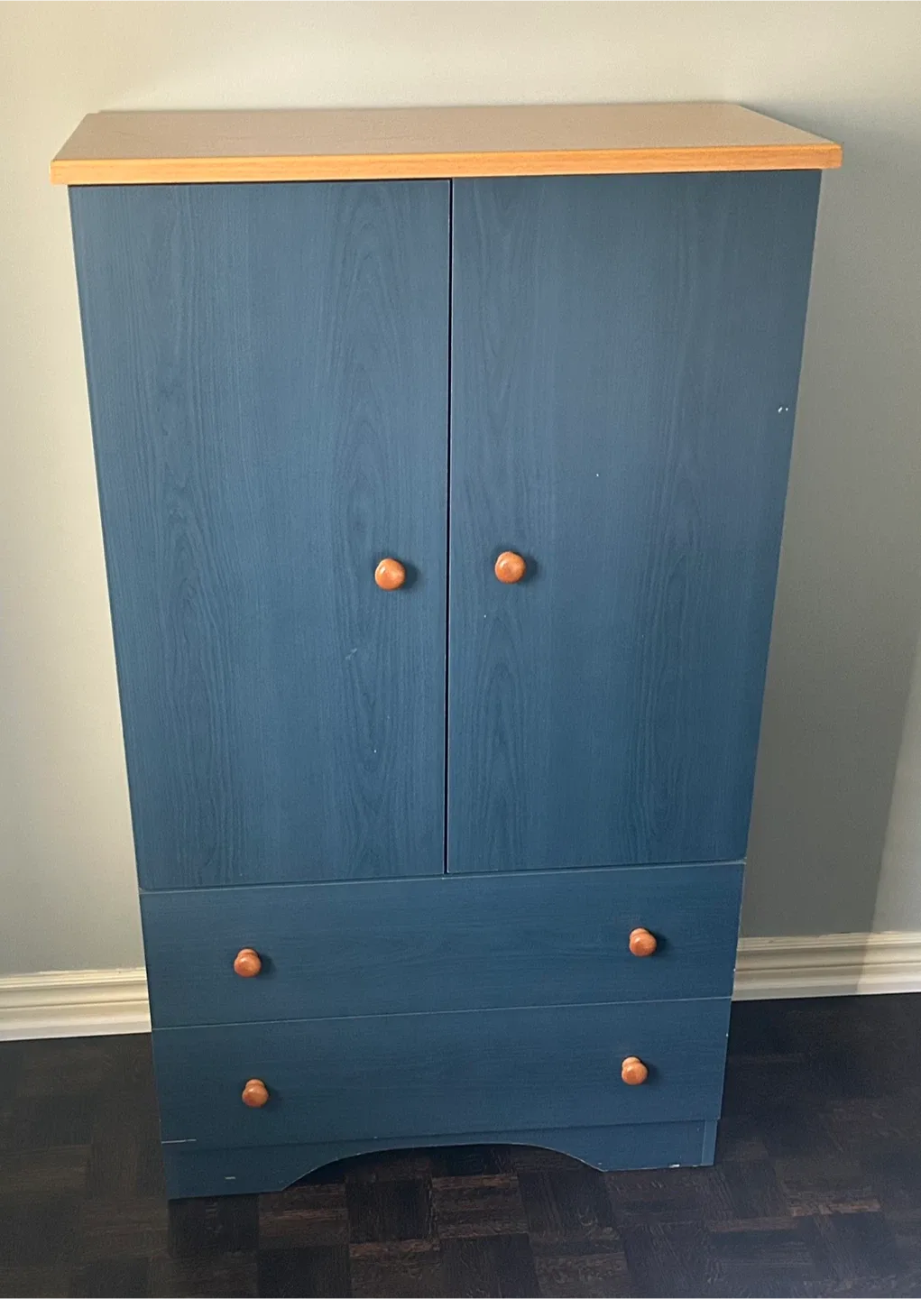 Dark Blue Wood Dresser, chest and two night tables Set thumbnail
