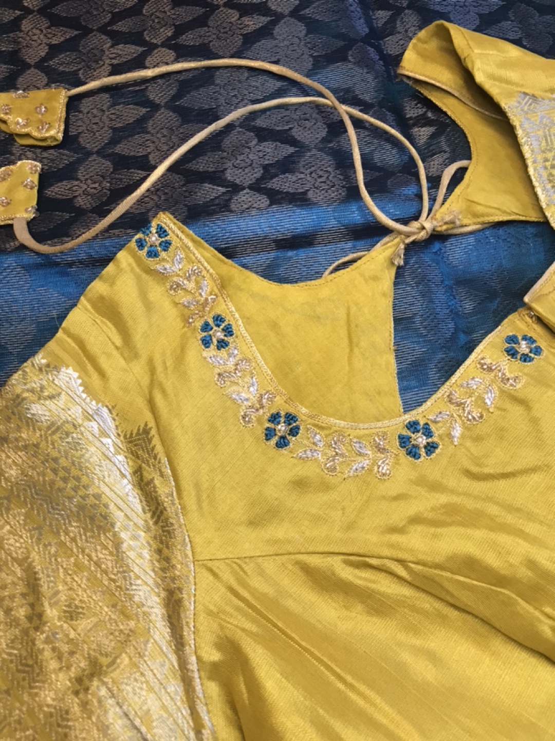 Mangalagiri Silk Saree with stitched maggam work blouse - photo 4