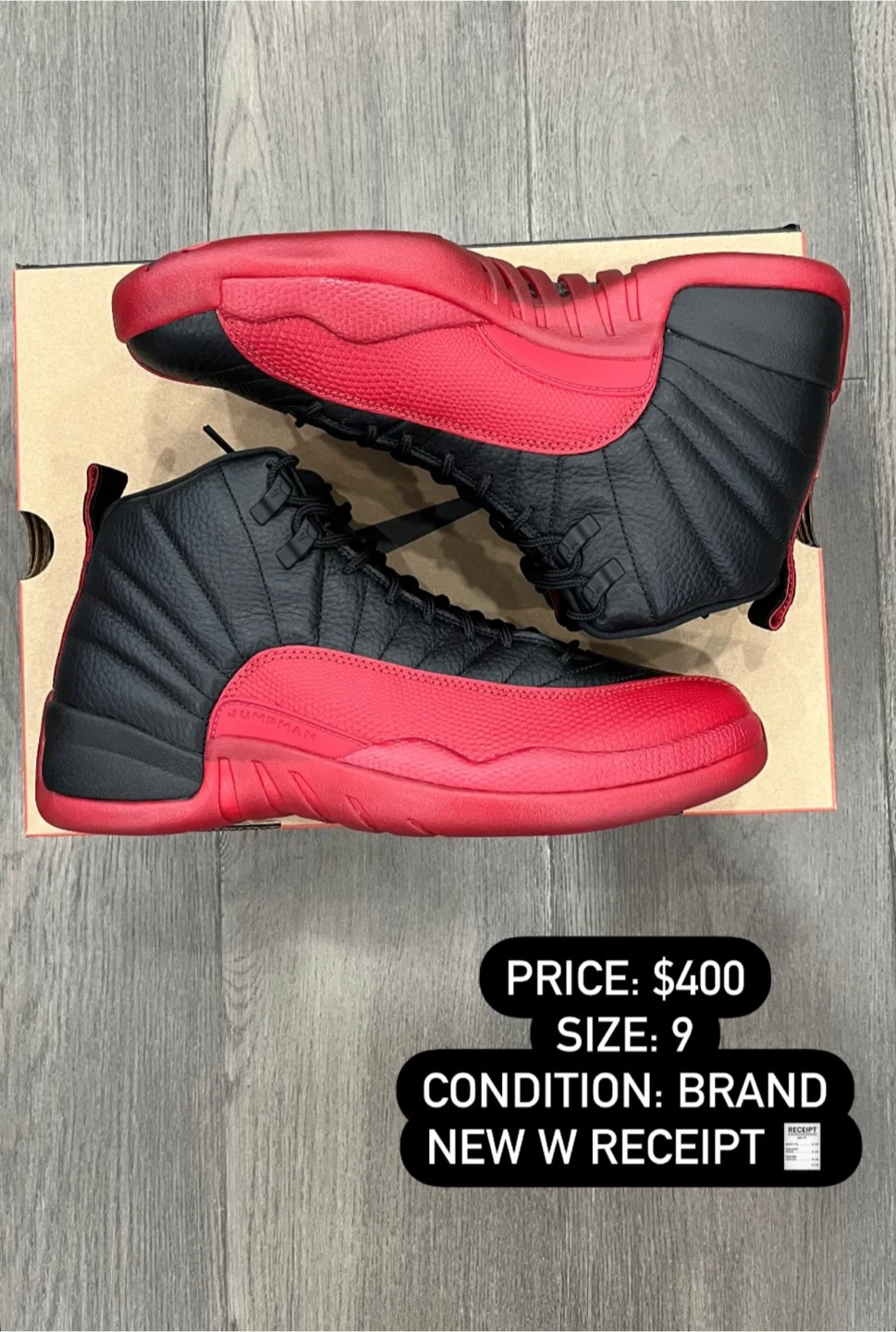 New Jordan 12 Retro Flu Game - Size 9