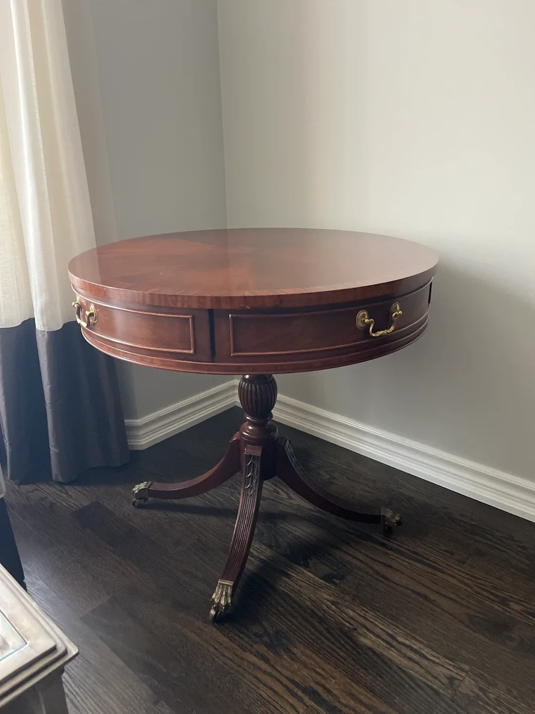 Round Mahogany Accent Table thumbnail