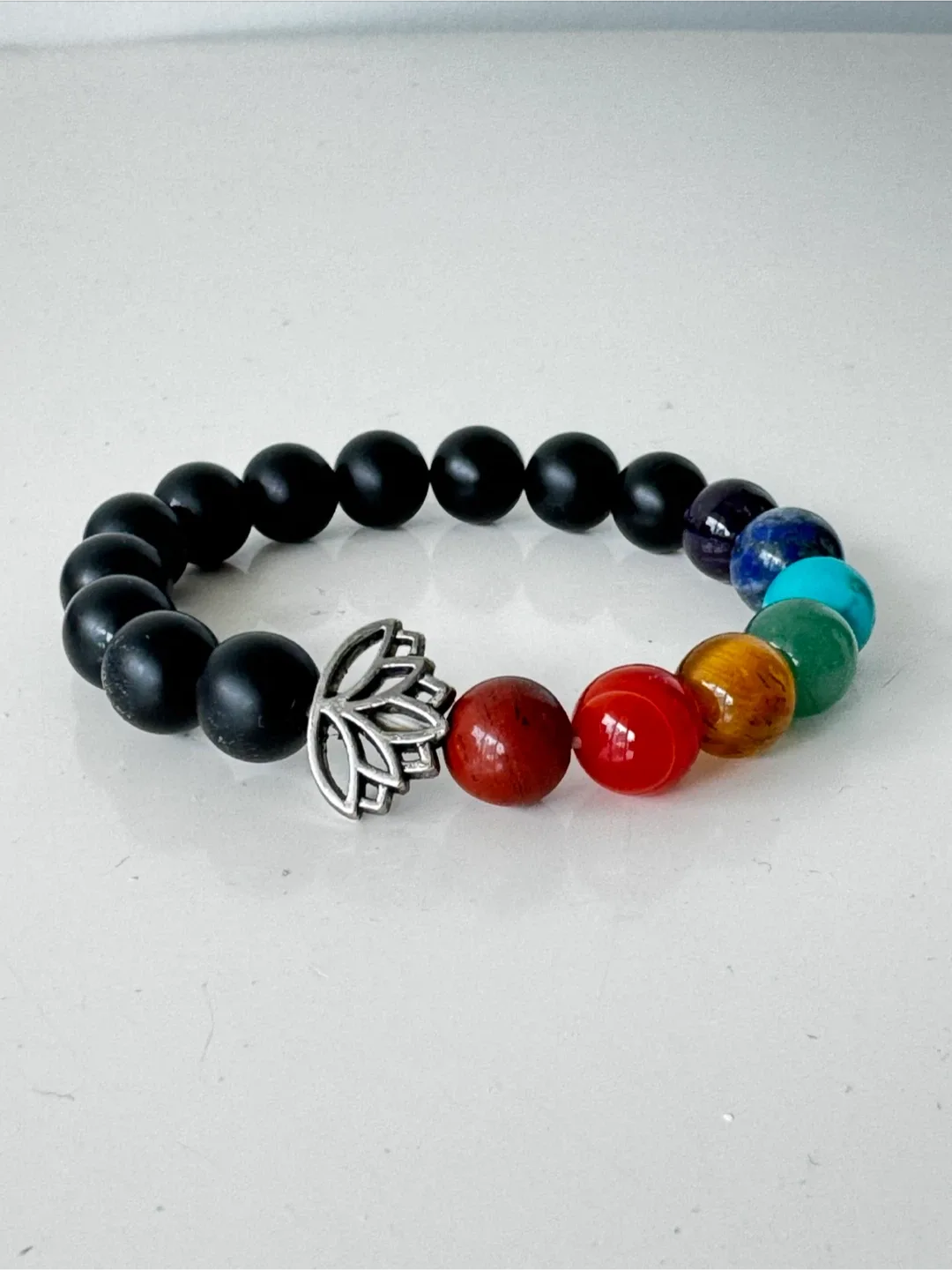 Chakra Bracelet with Lotus Charm thumbnail
