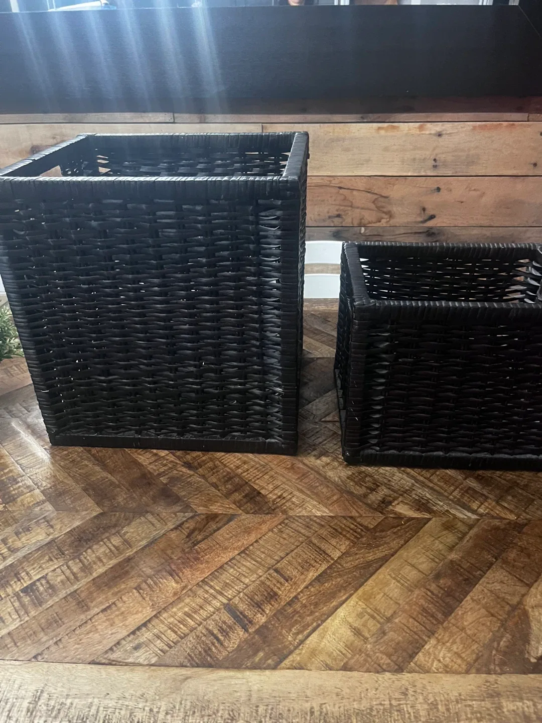 Black Wicker Storage Baskets - Set of 2 thumbnail