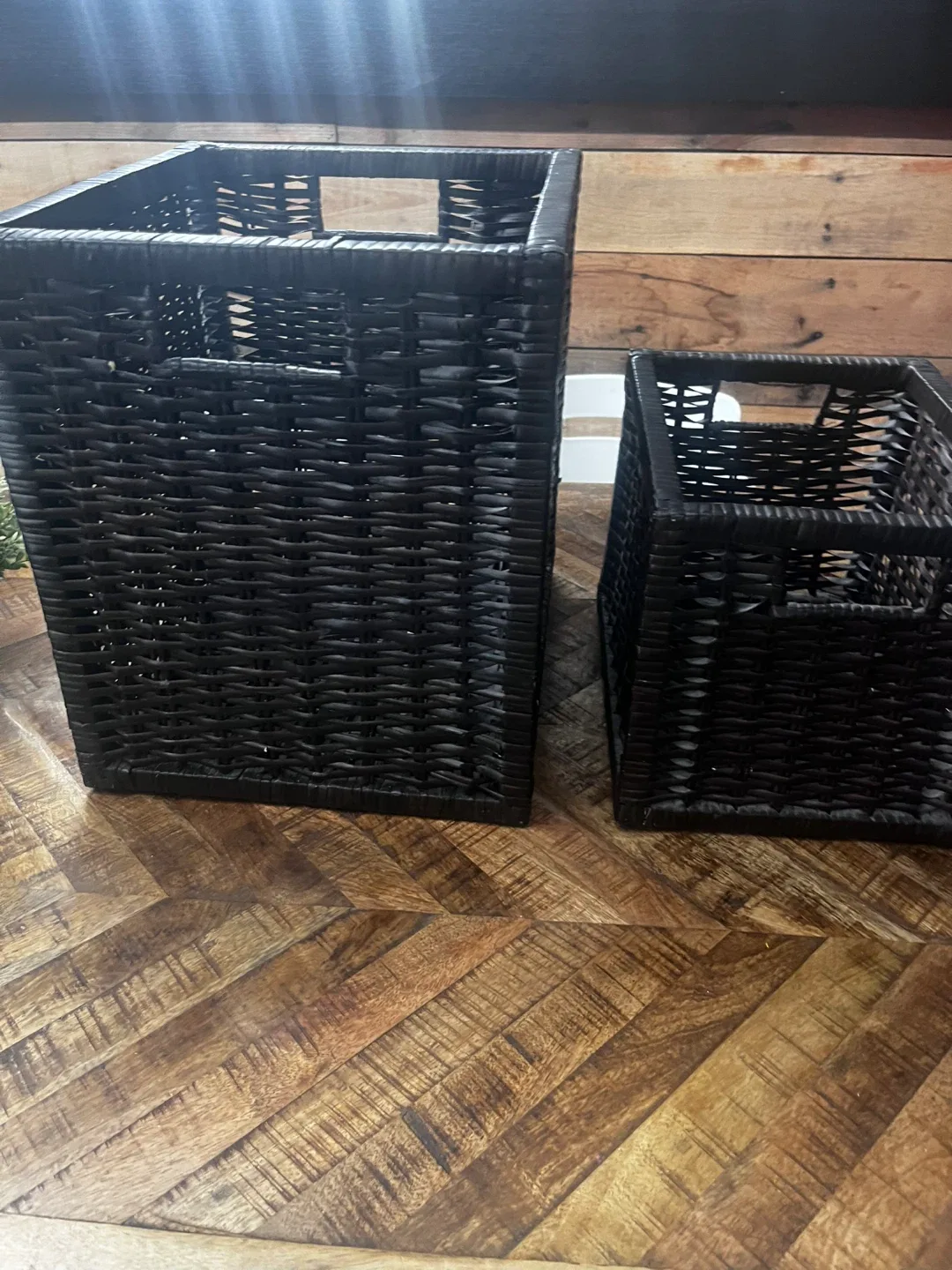 Black Wicker Storage Baskets - Set of 2 image indicator(3)