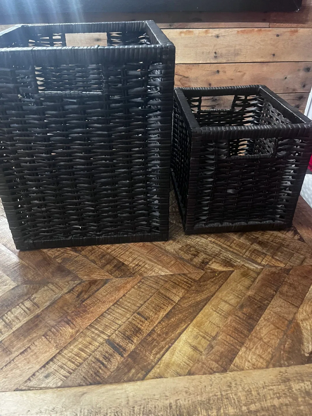 Black Wicker Storage Baskets - Set of 2 image indicator(2)
