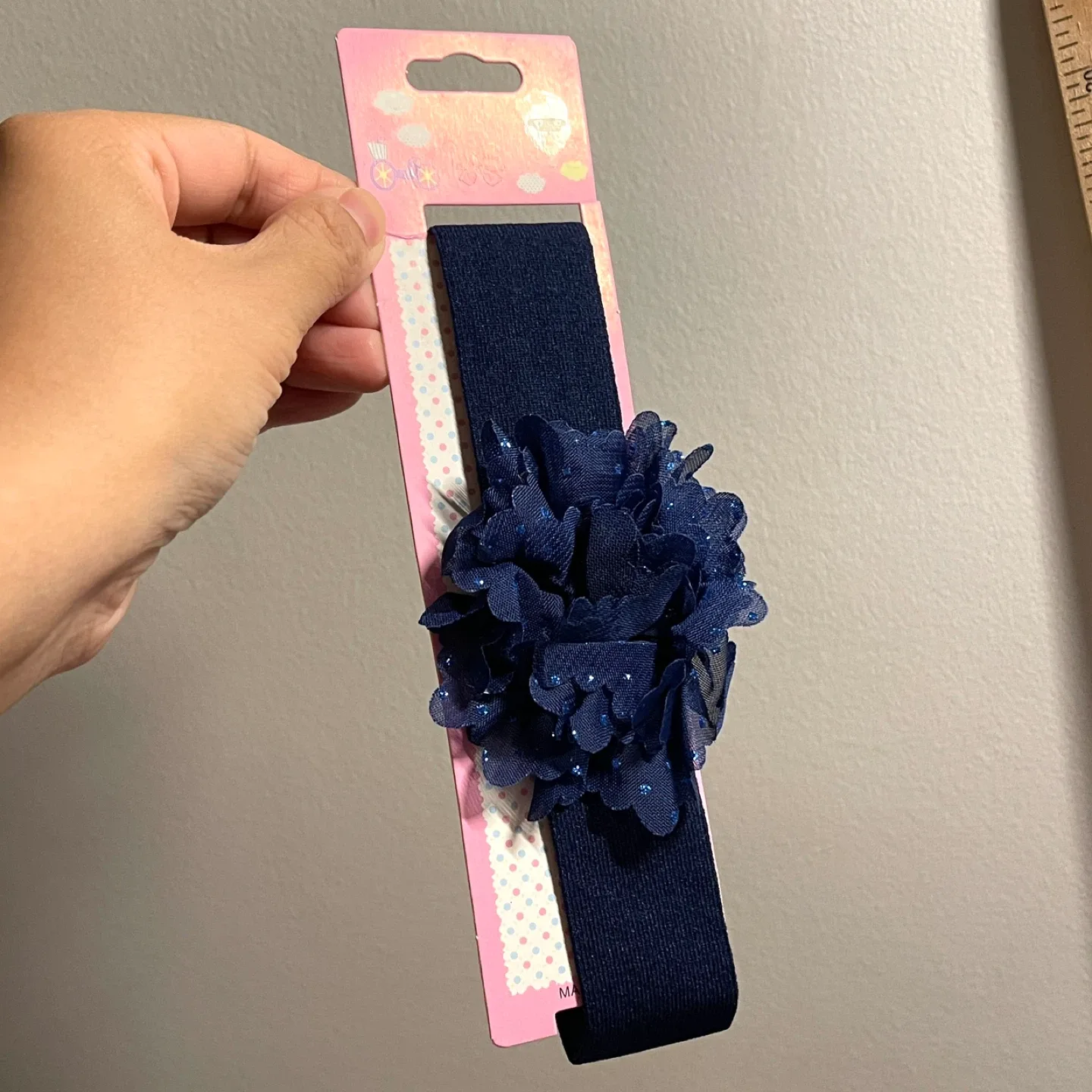 New Navy Blue Floral Baby Headband 🥕 thumbnail