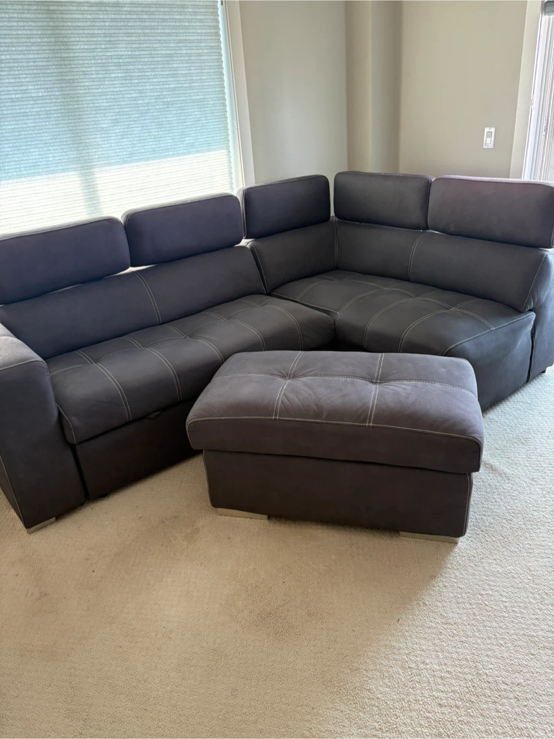 Grey Sectional Sofa with Ottoman - photo 2