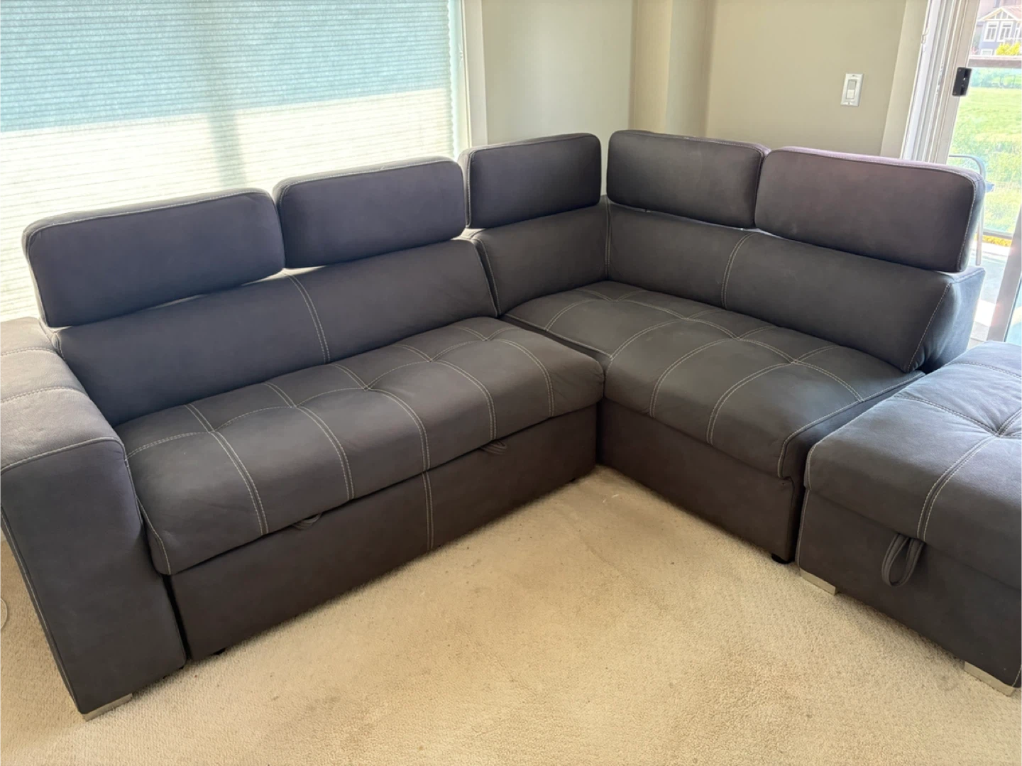 Grey Sectional Sofa with Ottoman - photo 3
