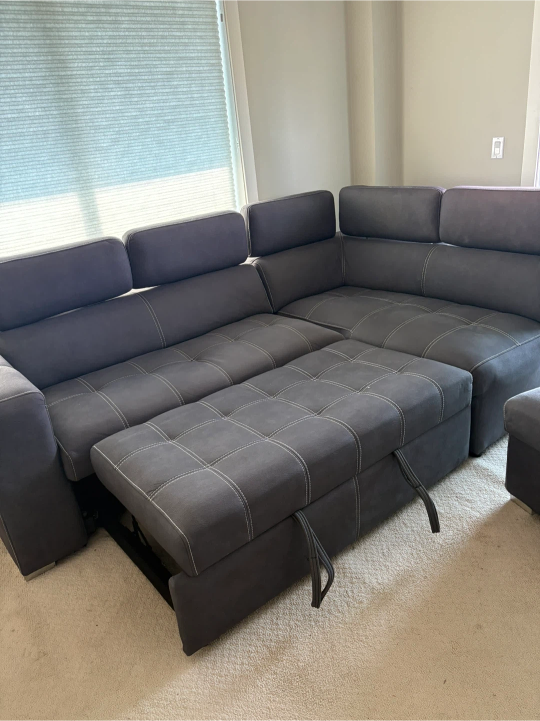Grey Sectional Sofa with Ottoman