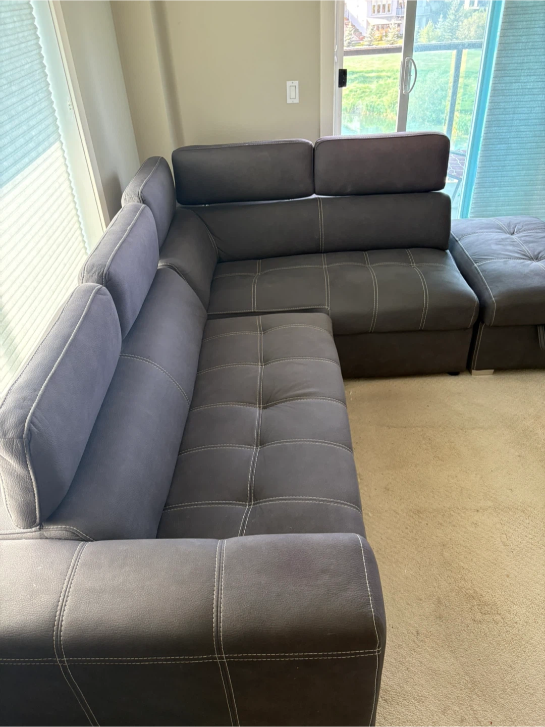 Grey Sectional Sofa with Ottoman - photo 4