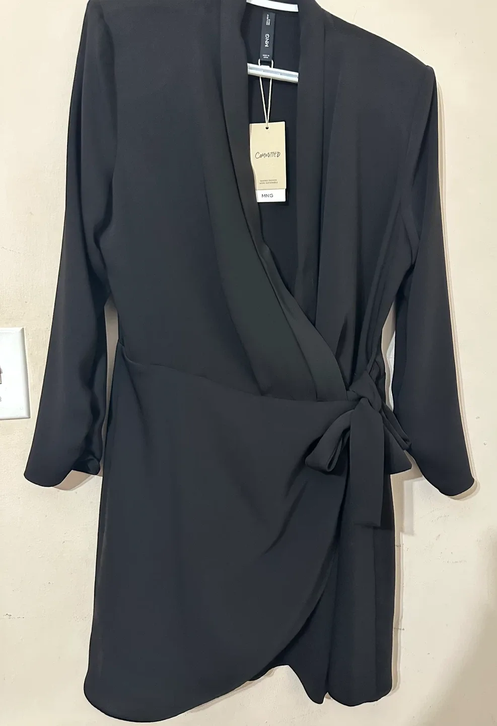 Mango Black Wrap Dress - Size S thumbnail