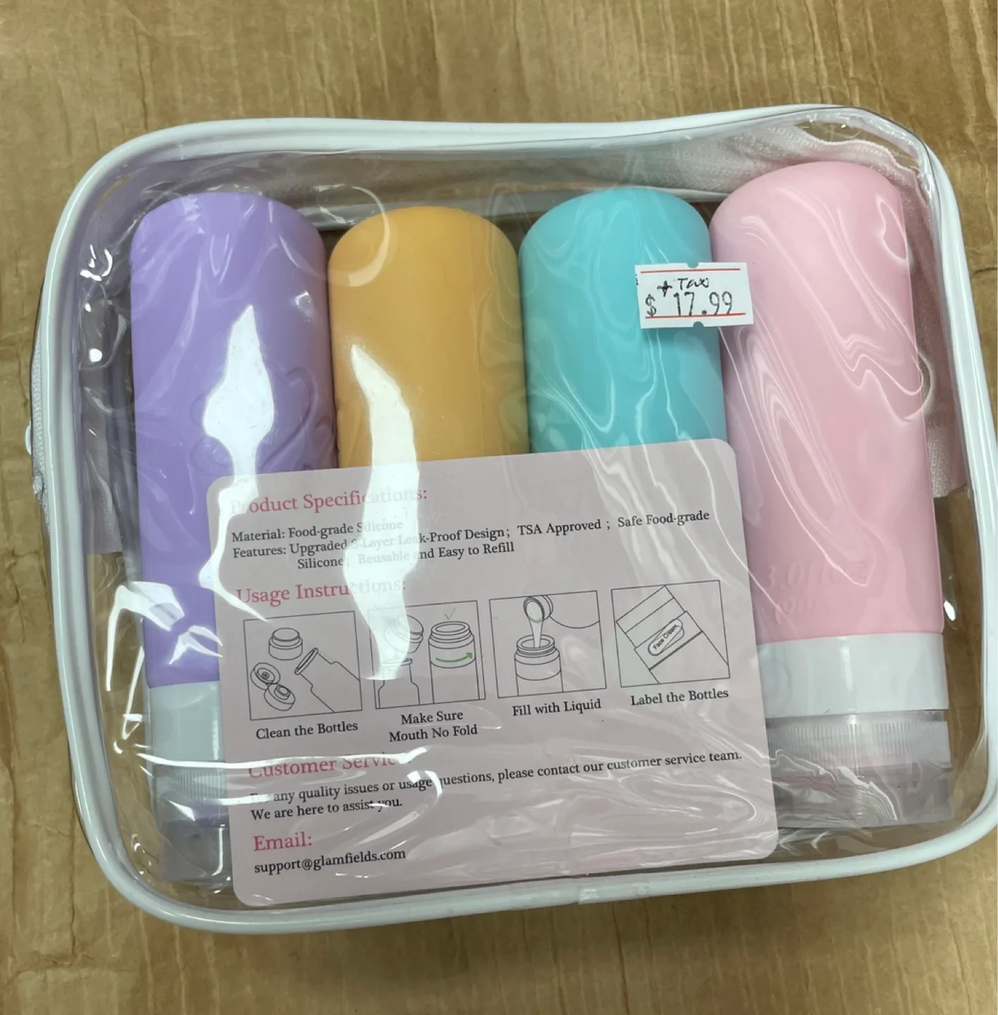 Glamfields Silicone Travel Bottles - Multicolored image indicator(2)