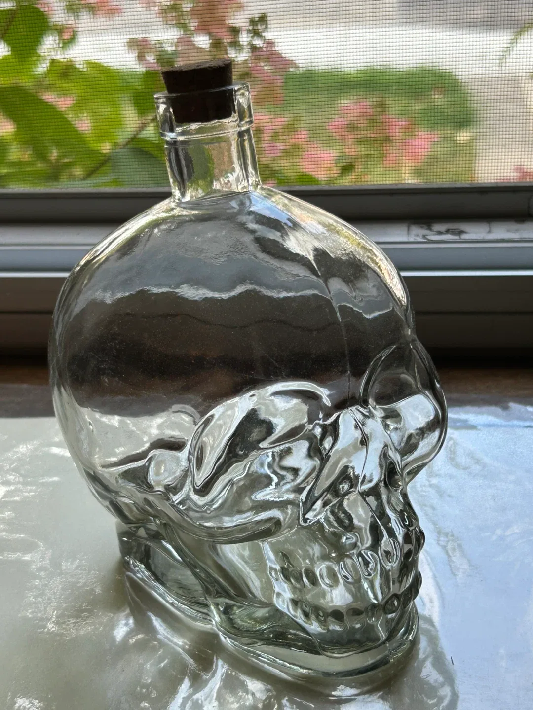 $4  glass skull bottle cork vase Halloween decor image indicator(3)