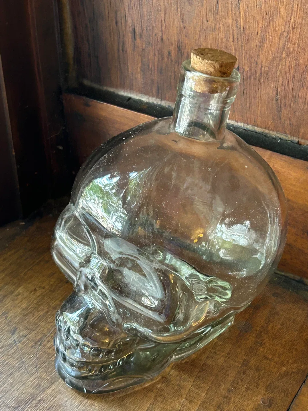 $4  glass skull bottle cork vase Halloween decor image indicator(4)