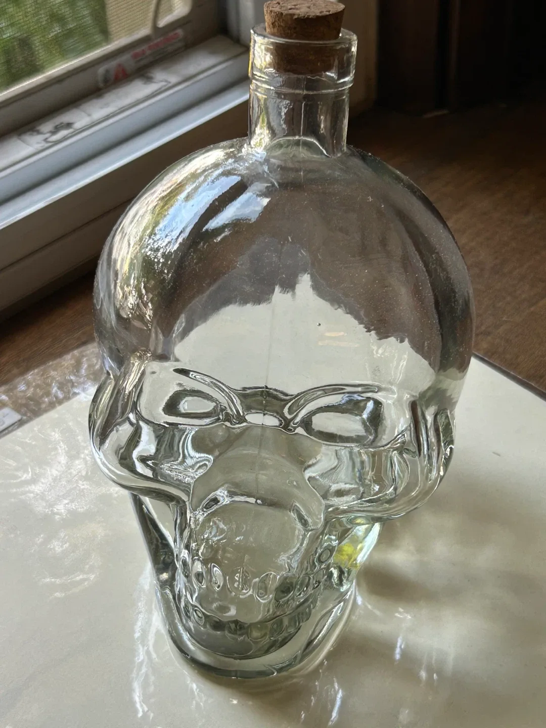 $4  glass skull bottle cork vase Halloween decor image indicator(6)