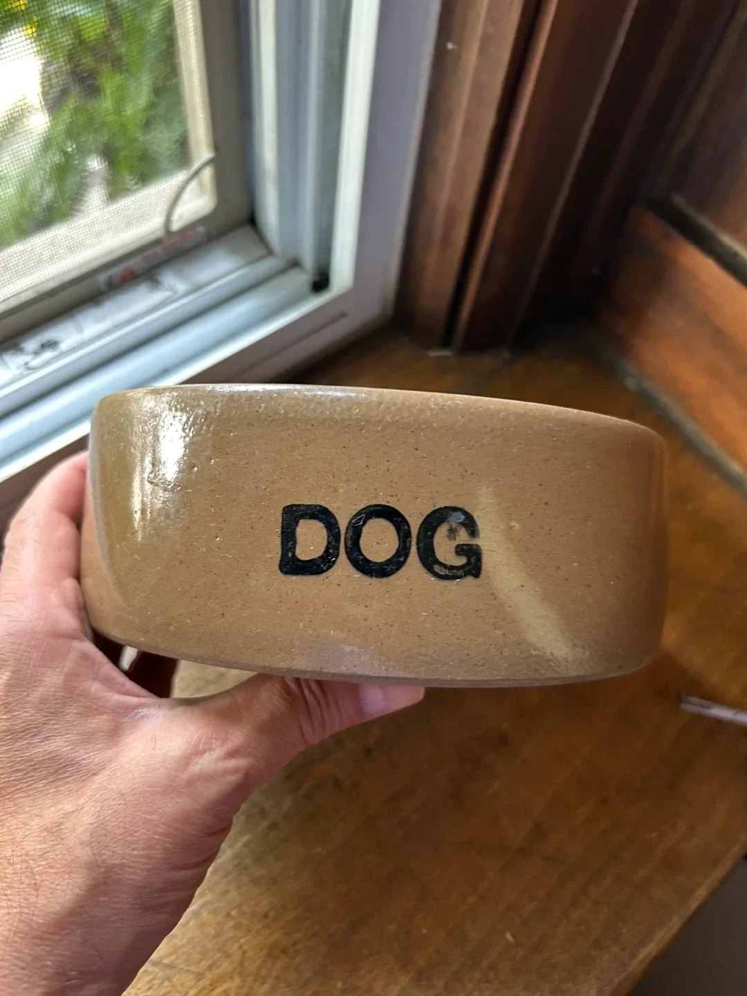 $3 dog food water bowl  ceramic big 7 inch x 3 inch thumbnail