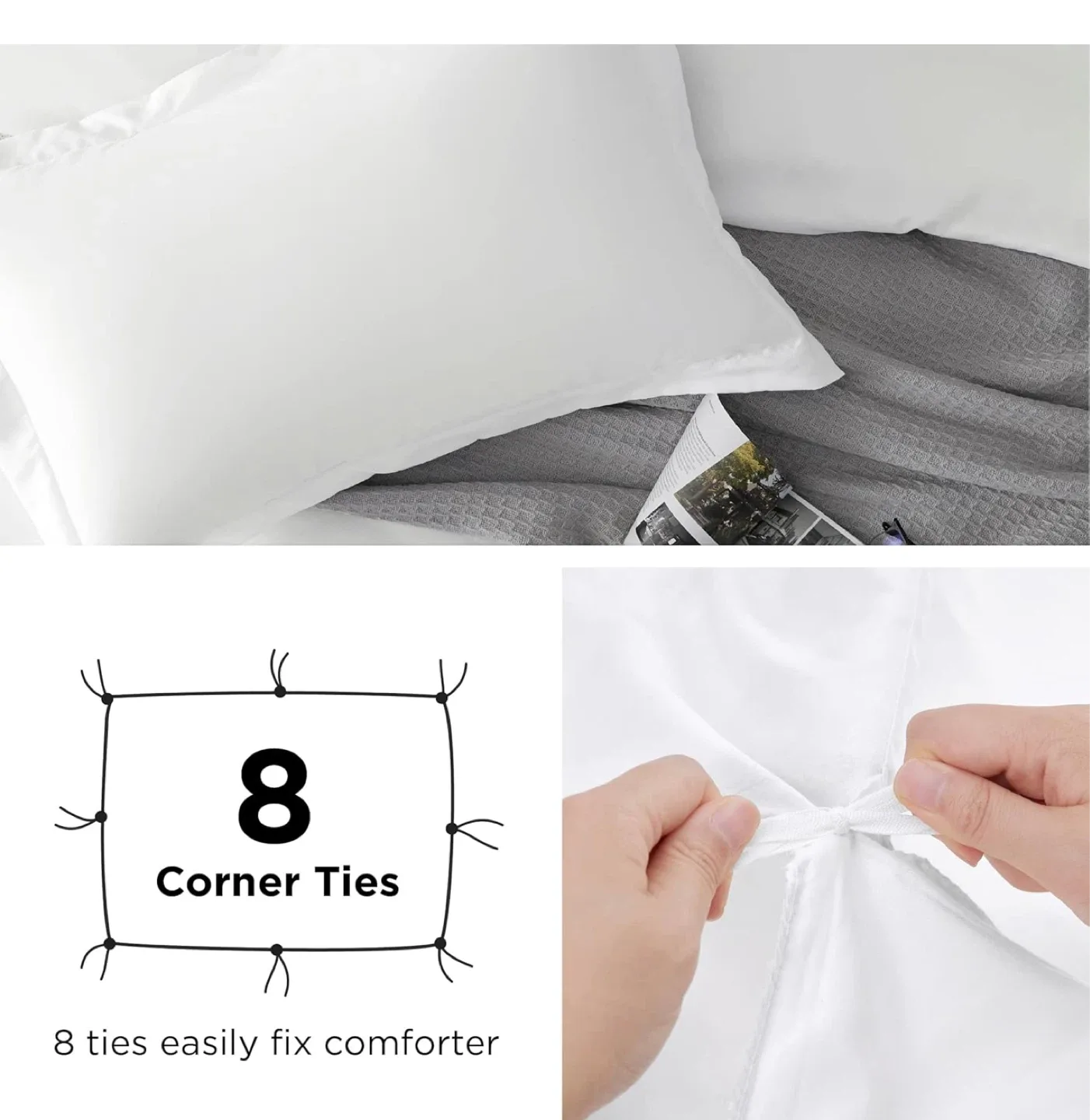 White king Size Duvet Cover Set 3 pieces image indicator(4)