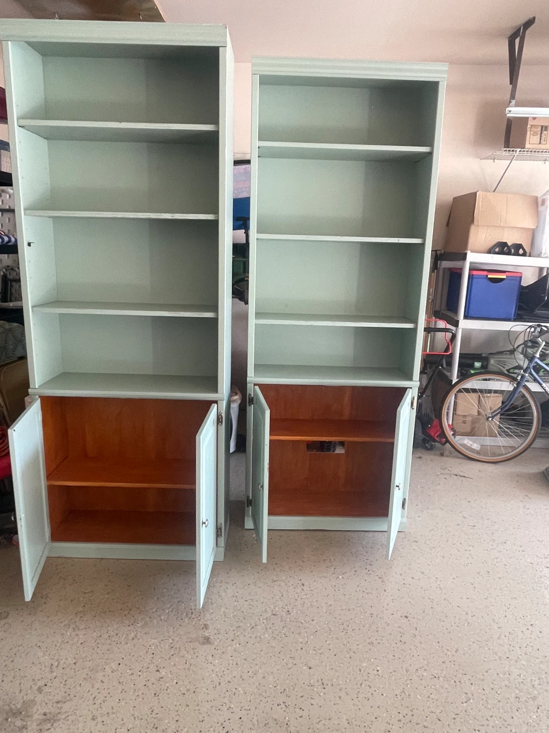 Two Light Sage Bookcases with Cabinets - photo 2
