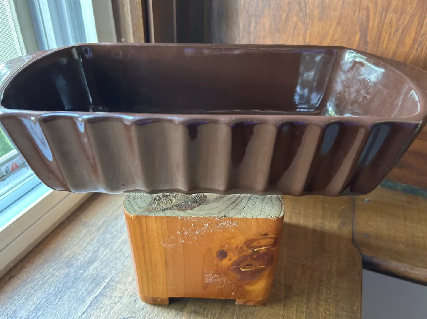 $4 Blue Mountain Pottery 12.25 x 5.5 In planter Loaf Pan #459 image indicator(3)