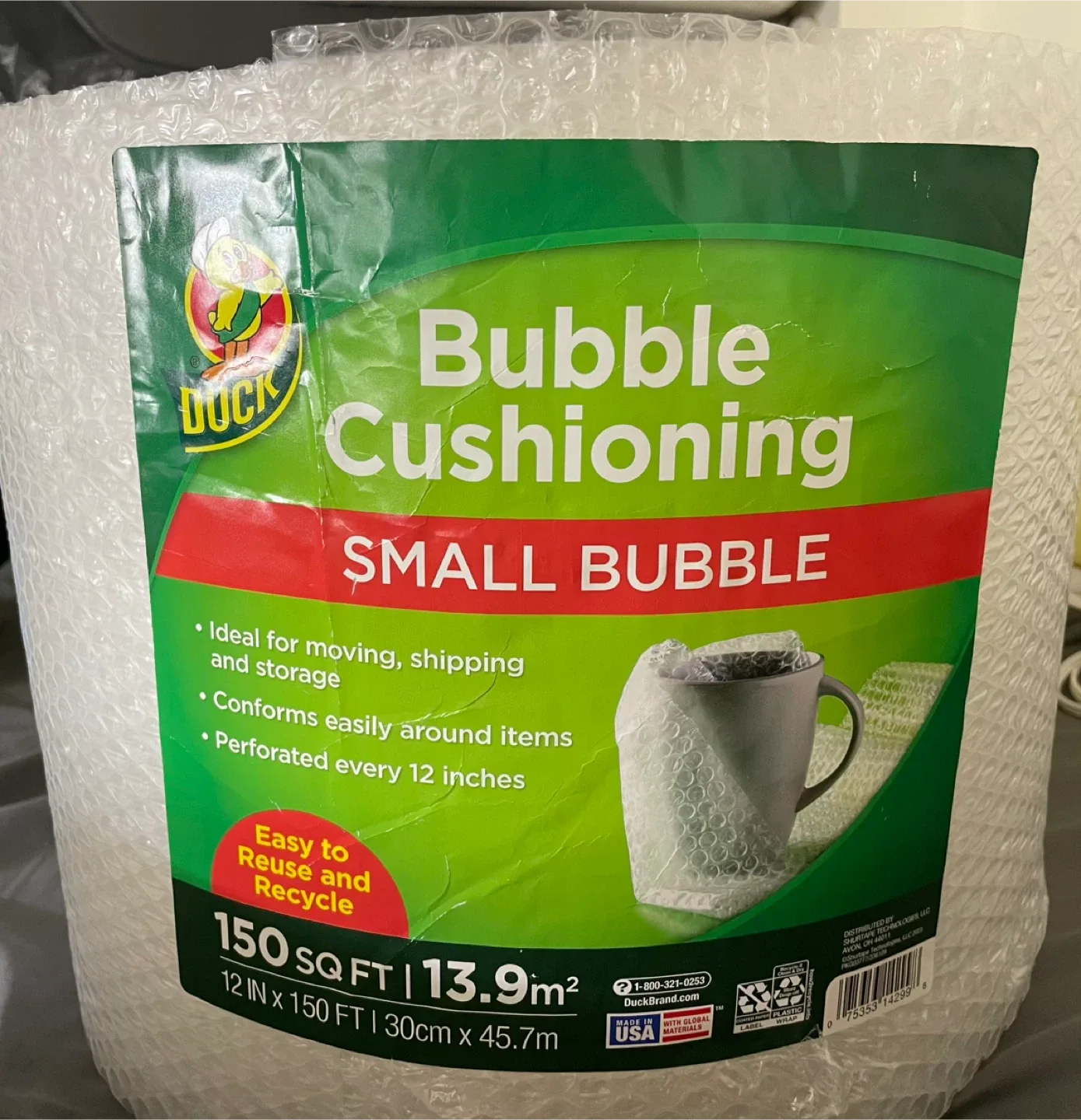 🥕 Duck Brand Bubble Cushioning Wrap - 12 in x 150 ft image indicator(2)