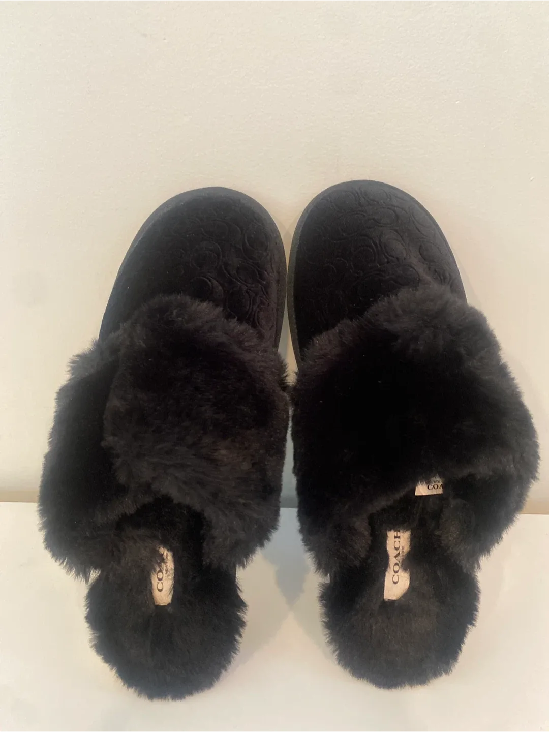 Coach Black Furry Slippers - Women's US 10 thumbnail