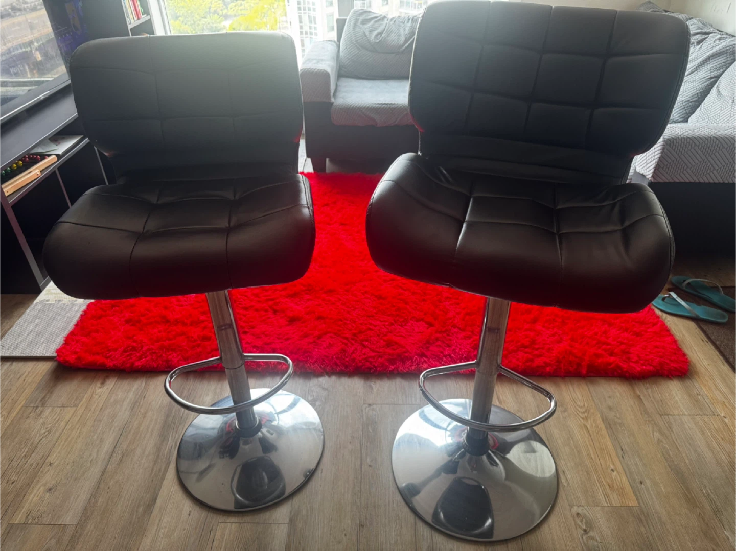 Black Swivel Bar Stools - Set of 2