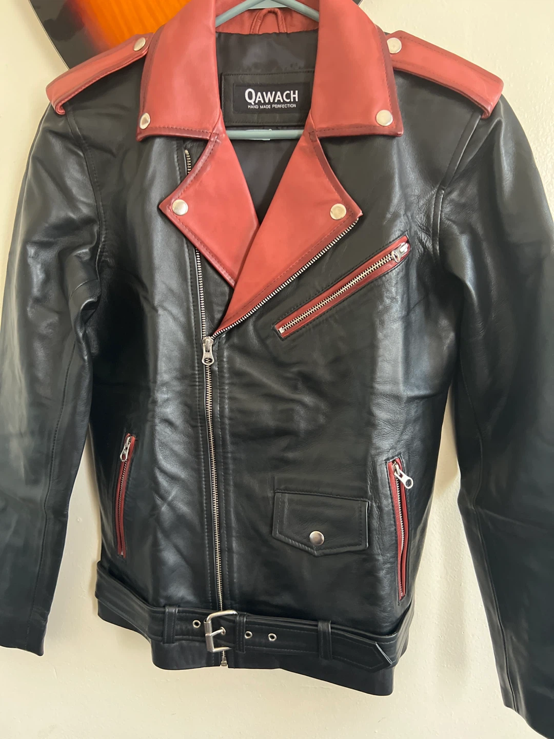 Qawach Black & Red Leather Jacket - photo 3