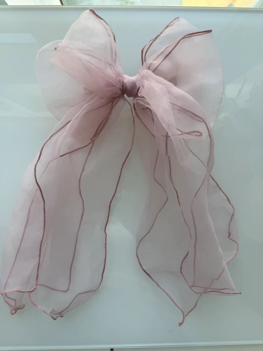 Urban outfitters Large Pink Organza Hair Bow Clip thumbnail