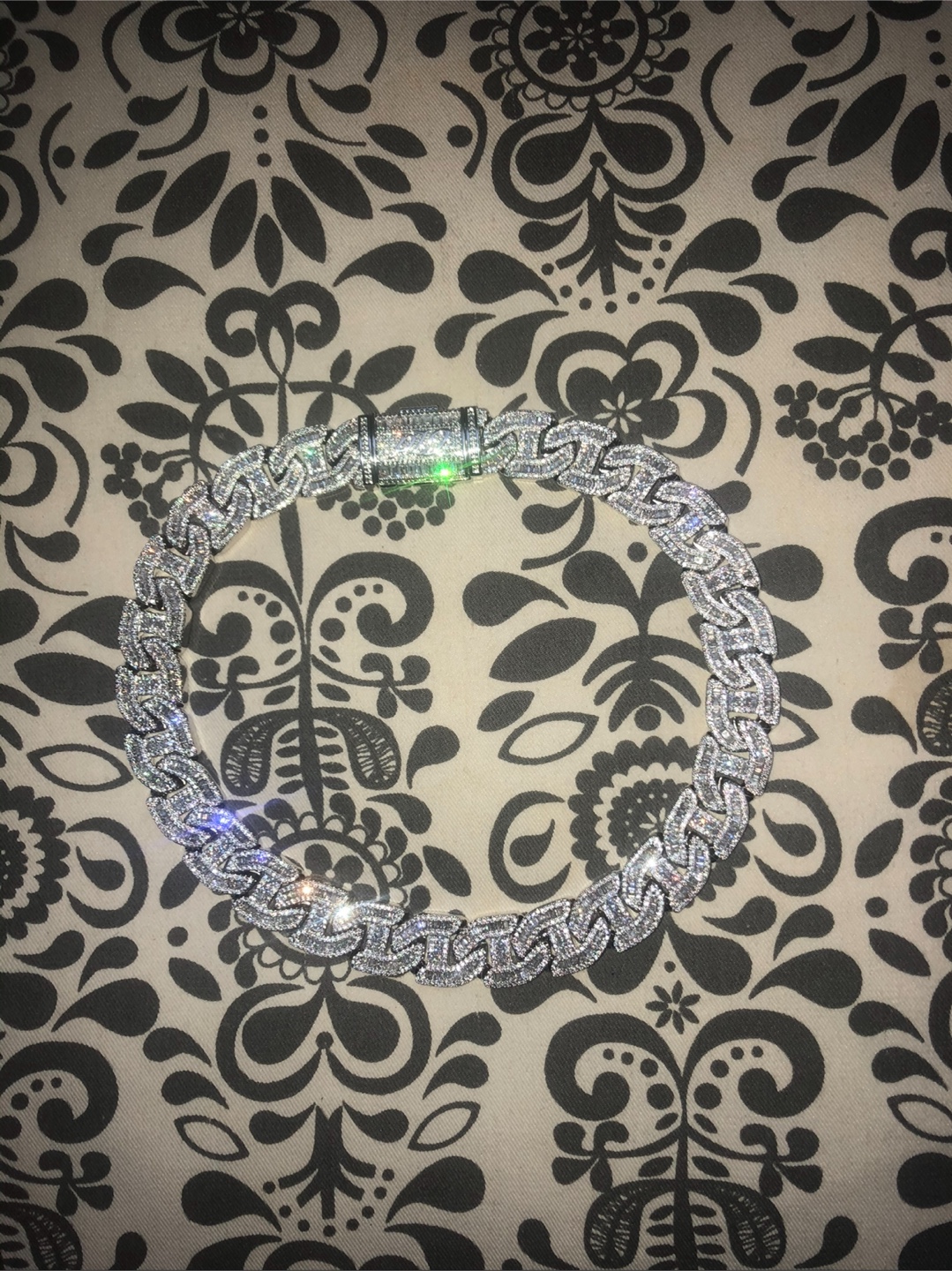 GLD 14k White Gold Plated CZ Stone Chain