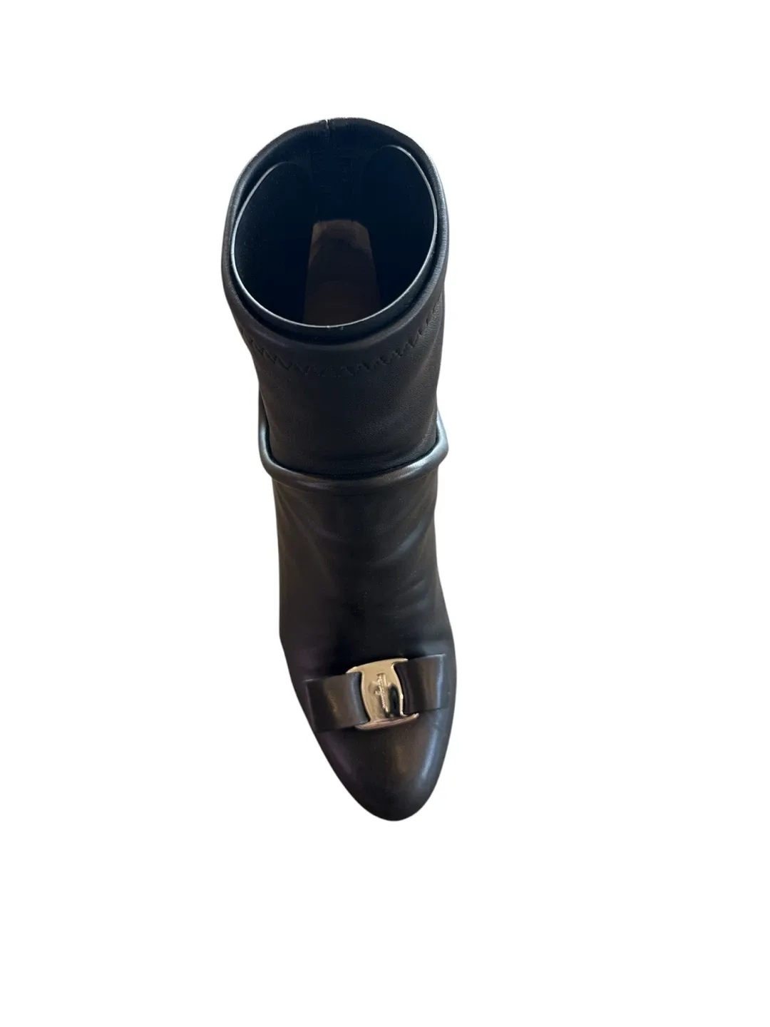 Salvatore Ferragamo Black Leather Heeled Booties image indicator(3)