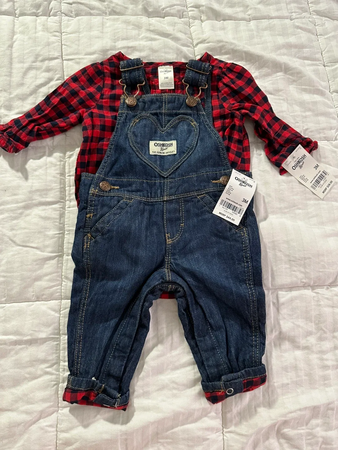 OshKosh Bgosh 3M Overalls & Plaid Top Set image indicator(6)