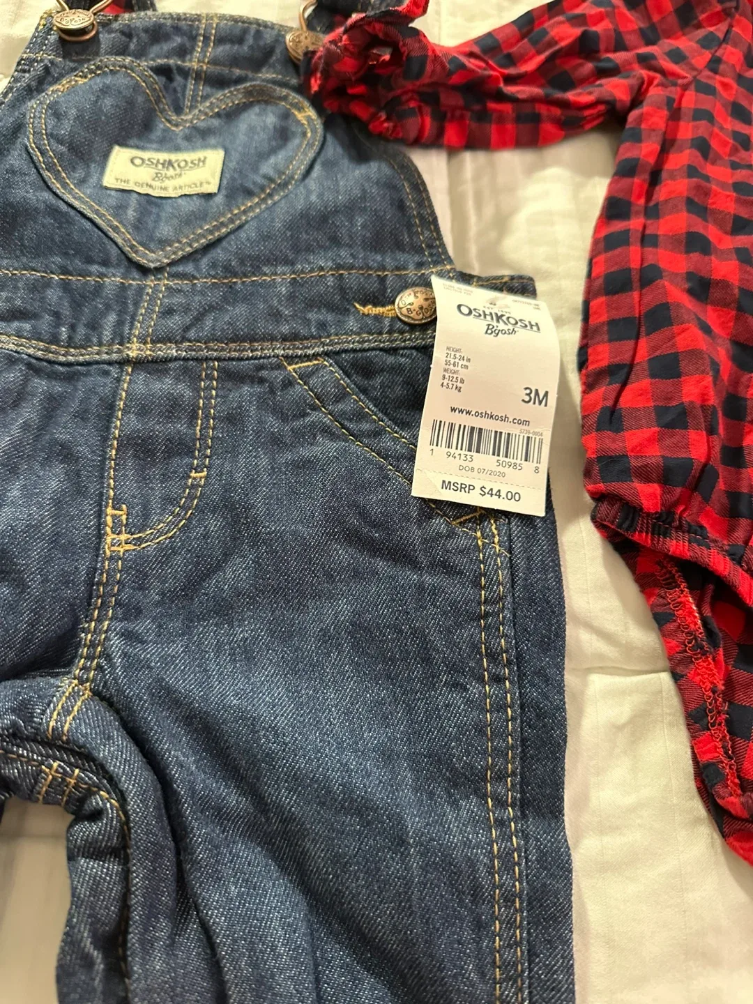 OshKosh Bgosh 3M Overalls & Plaid Top Set image indicator(2)