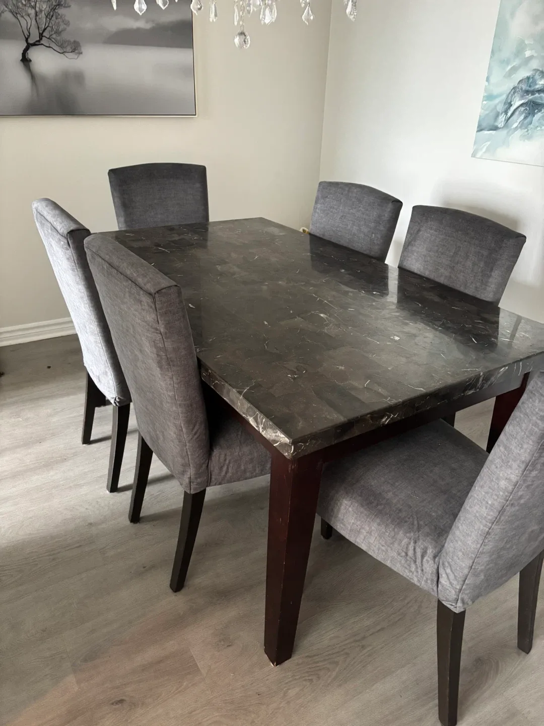 Solid Granite Dining Table with 6 Chairs - Grey image indicator(2)
