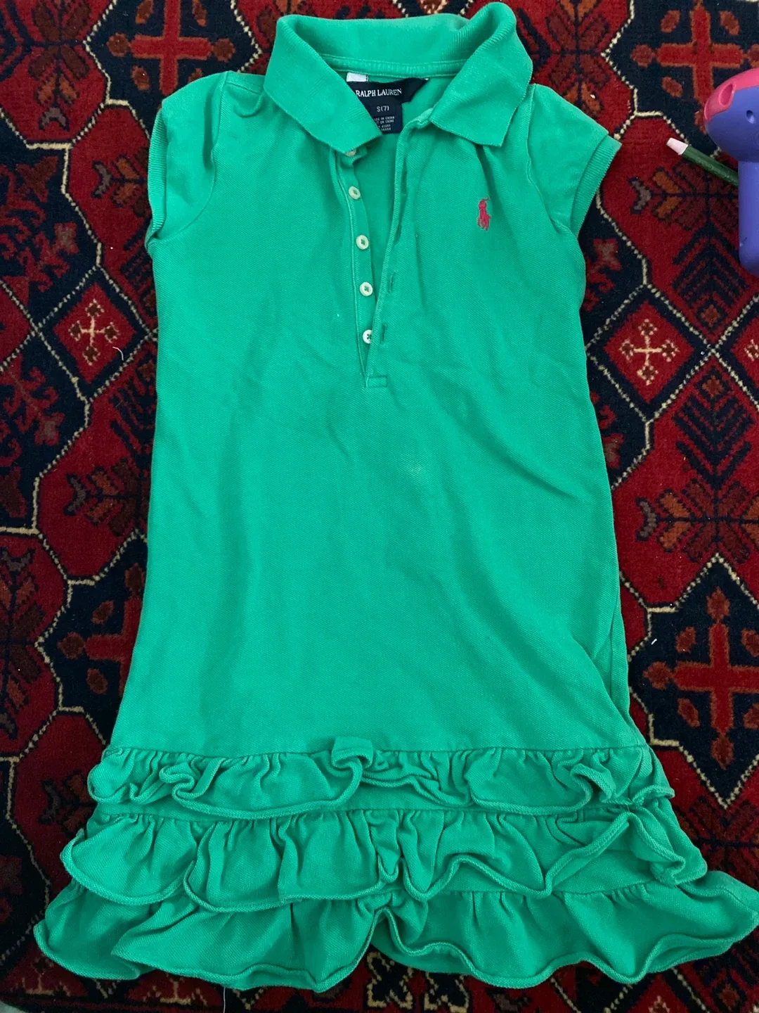 Ralph Lauren Girls Green Polo Dress - Size 7 thumbnail