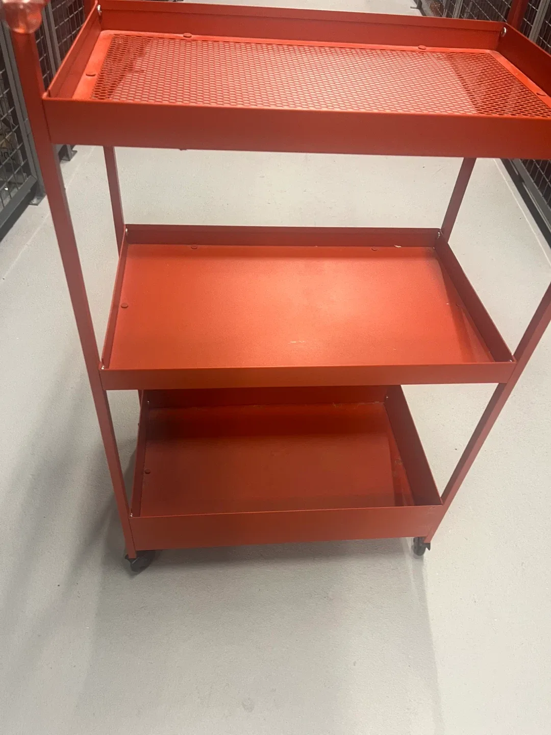 Orange Metal Rolling Cart - 3 Shelves thumbnail