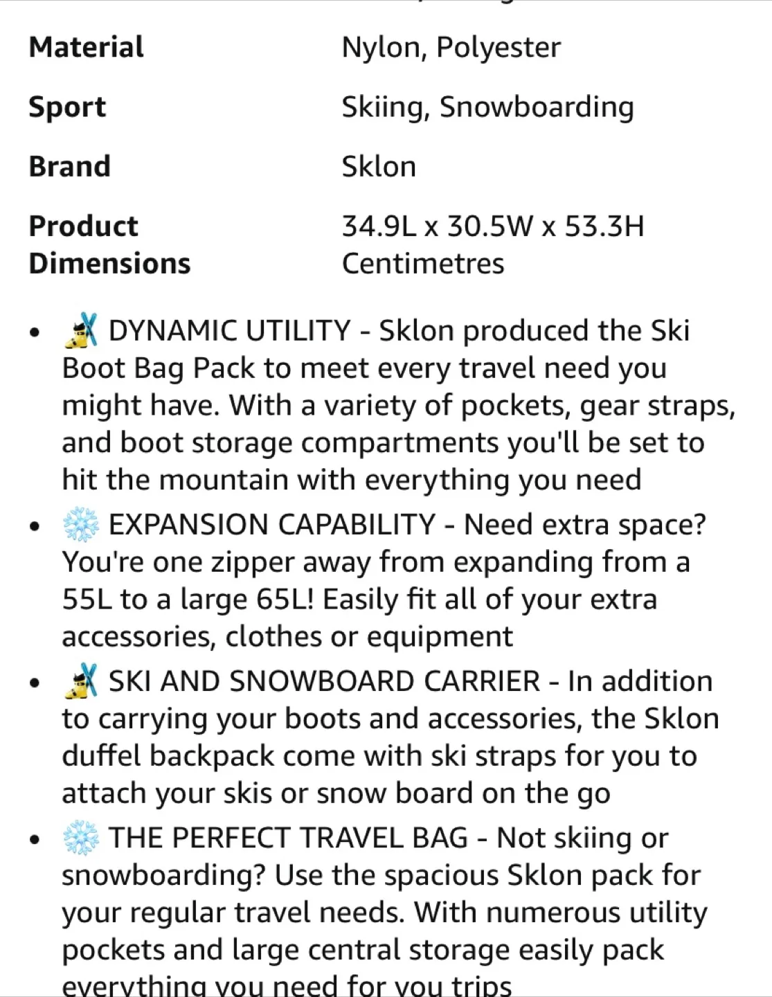 Sklon Ski Boot Backpack 55L-65L Black image indicator(10)