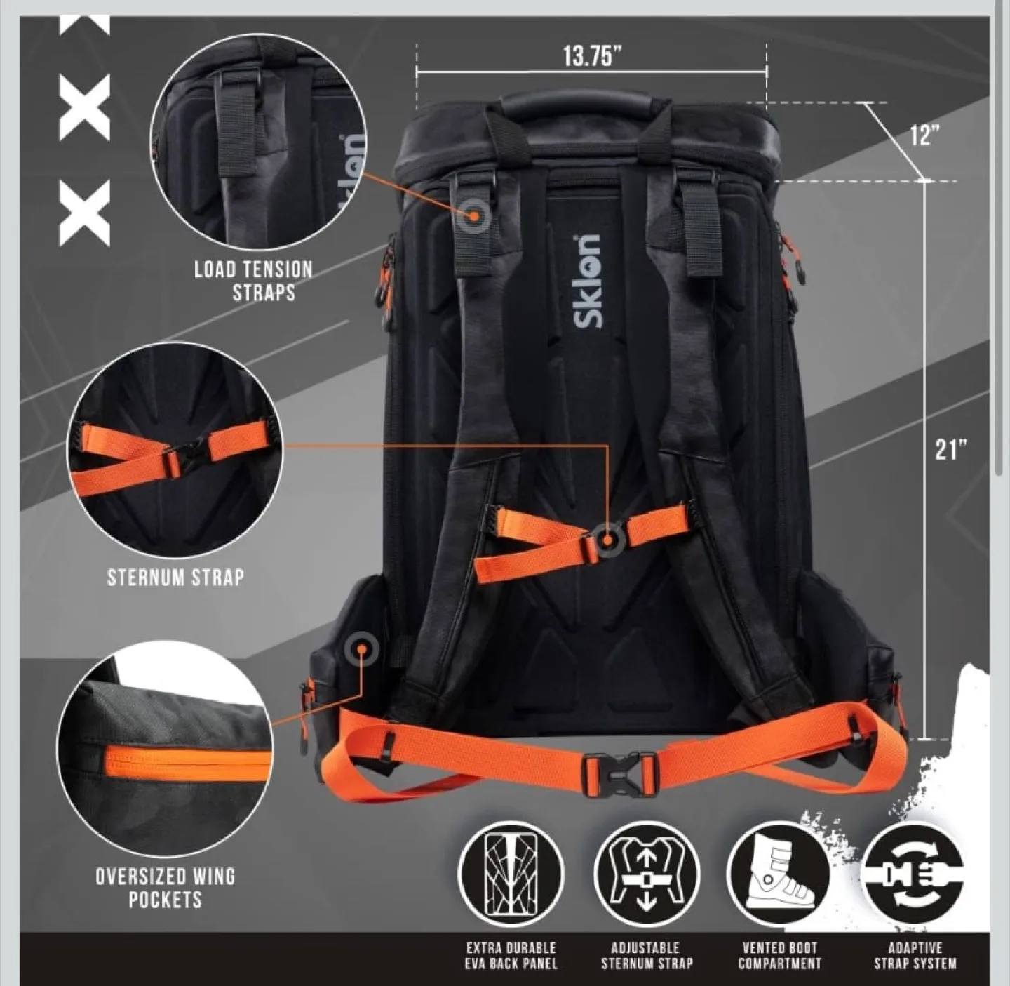 Sklon Ski Boot Backpack 55L-65L Black image indicator(9)