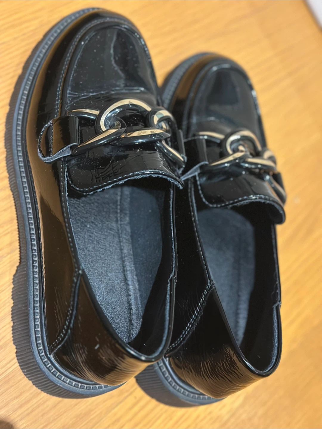 Black Patent Leather Loafers, Size 6.5 - photo 2