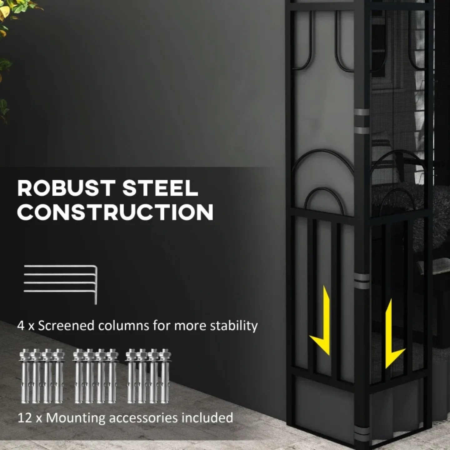 Outsunny 10' x 13' Wall Pergola, Outdoor Gazebo image indicator(6)