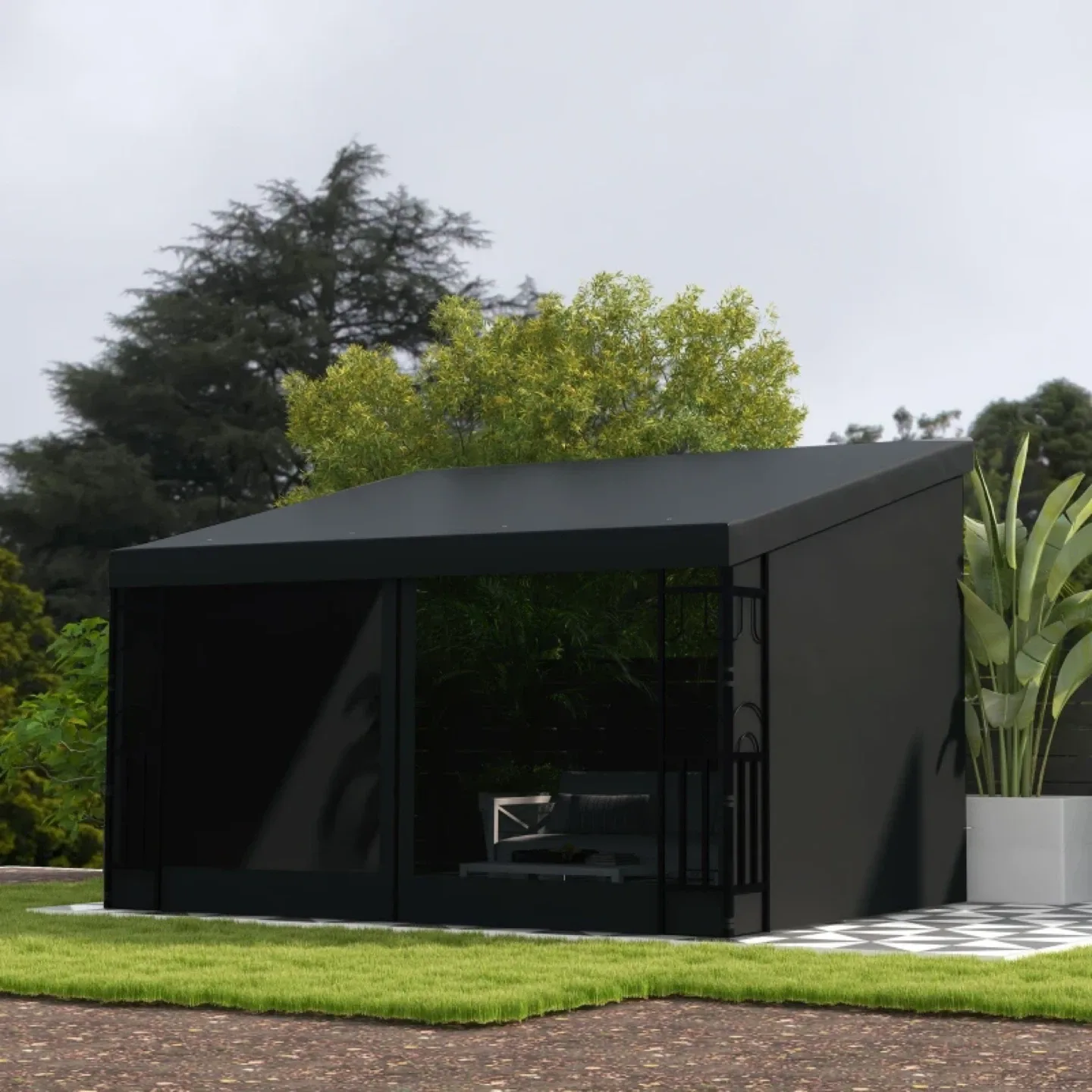 Outsunny 10' x 13' Wall Pergola, Outdoor Gazebo image indicator(7)