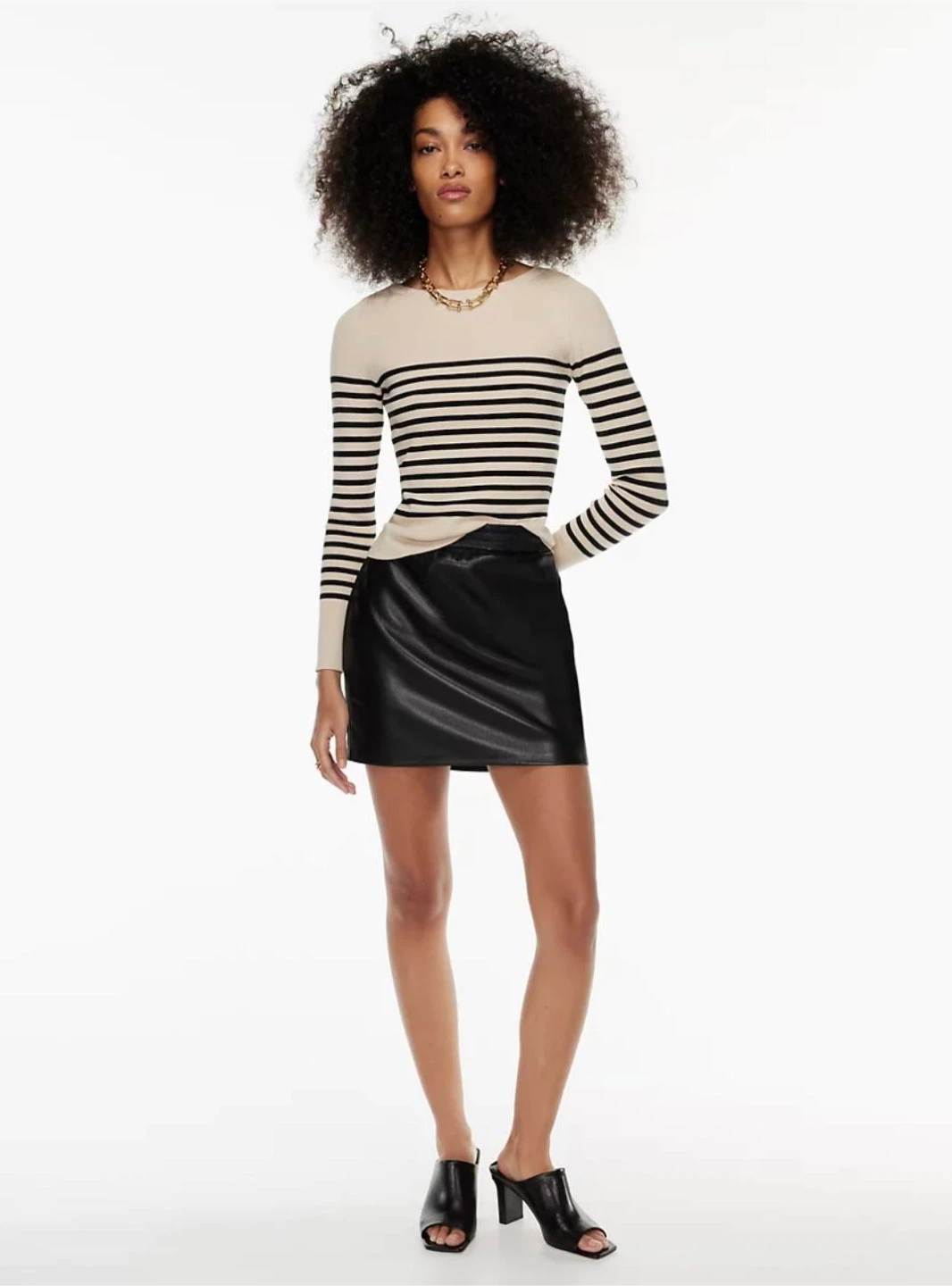 Aritzia Babaton Vegan Leather “Flags” Pencil Skirt | Black