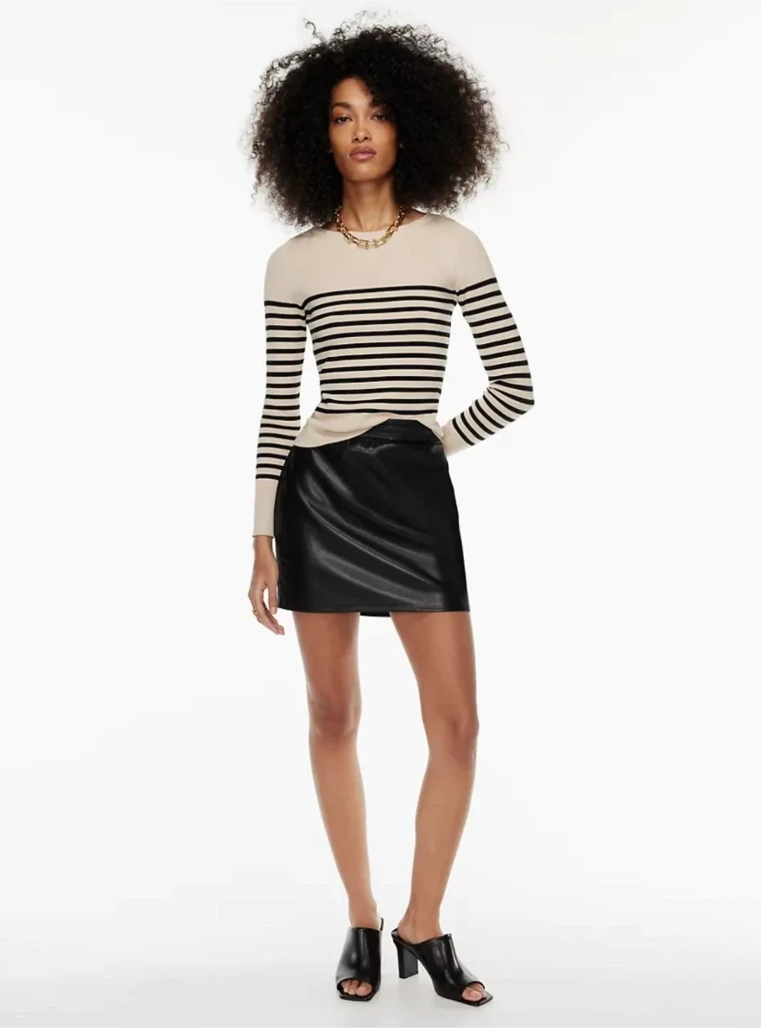 Aritzia Babaton Vegan Leather “Flags” Pencil Skirt | Black thumbnail